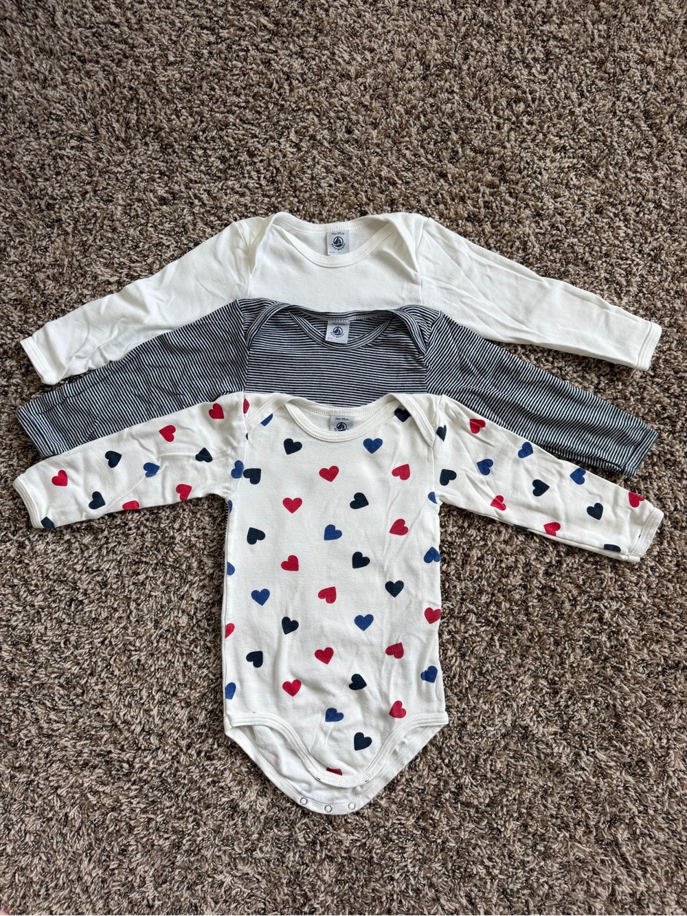 Petit Bateau printed bodysuits 3 pack 36m